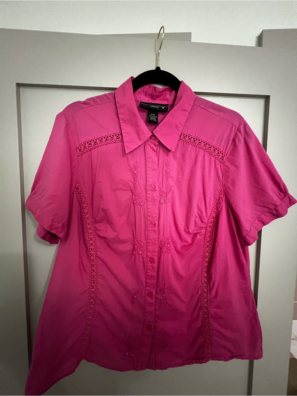 Vintage Y2K Hot Pink Beaded & Embroidered Blouse